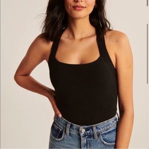 A&F NWT Knit Square Neck Cross Back Body Suit XS